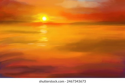 natural view of sunset in the sea
