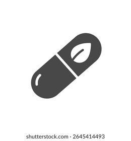 Natural Vitamin Pill Leaf Solid Representation Health Supplement Holistic Wellness