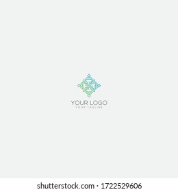 natural walking logo design with leaf green