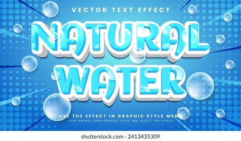 Natural Water 3d editable text effect Template with blue water theme fresh drink
