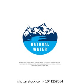 natural water. The concept of natural water, water from the mountains, vector illustration