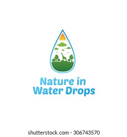 Natural Water Drop Logo Template