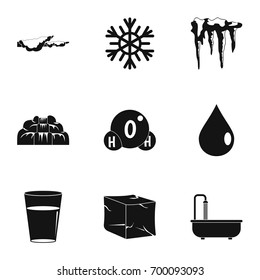 Natural water form icon set. Simple set of 9 natural water form vector icons for web isolated on white background