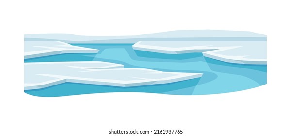 Natural Water with with Ice Solid Plate Floating on Surface Vector Illustration