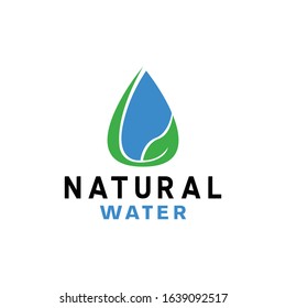 Natural water logo design vector template with combination of leaves and water Concept style. Health Oil icon for organic Product, water drop, liquid, energy, mineral, Company And Business.