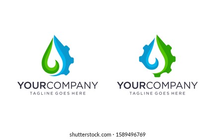 Natural water technology logo design concept editable