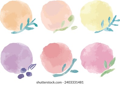 Natural watercolor circle and botanical title frame