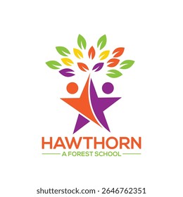 Natural and welcoming forest school logo design symbolizing growth, exploration, and outdoor learning. Perfect for educational programs, nature schools, and eco-friendly child development centers.
