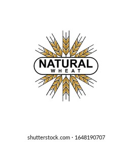 Natural wheat gold vector logo design featuring elegant grain stalks in a clean and organic style. Ideal for organic food brands, bakeries, farms, agricultural businesses, and eco-friendly product 