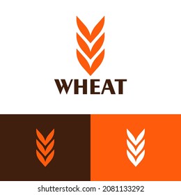 Natural wheat grain logo design concept. Agriculture farm logomark illustration. Can representing plant, vegan, food, harvest, health, bread, cereal.