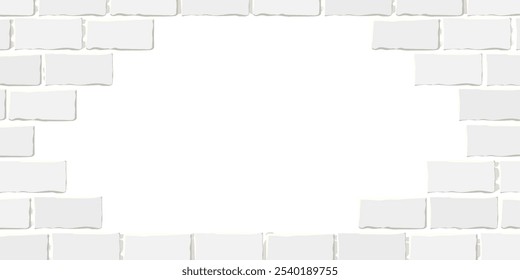 Natural white brick frame background ( Vector natural surround frame decoration copy space margin blank )