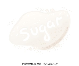 Natural white granulated sugar vector illustration isolated on white background