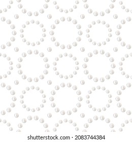 Natural white pearl seamless pattern. Circles of white pearl. Vector illustration.