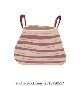 rattan elegante, ecofriendly leve, organizador portátil, natural wicker lavanderia cesta sinal. isolado símbolo vetor ilustração