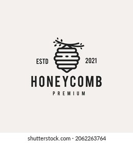 Natural wild bee hive label concept with letter H symbol. Beekeeping brand identity template vector illustration