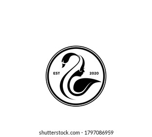 Natural woman swan beauty logo design silhouette