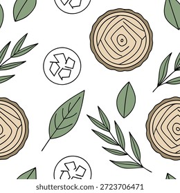 Concepto de Elementos de madera natural como un diseño de Vector sin costuras con texturas y Elementos de madera natural que simbolizan la sostenibilidad para el Nuevo año 2026. Este diseño es perfecto para infografías que promueven un estilo de vida sin desperdicio. en concepto de stock de fotos, espacio de copia para publicidad o Anuncio con foto realista como detalle de alta calidad --ar 7:2