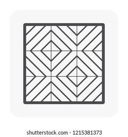 Natural wood flooring pattern and texture vector icon in top view. That is a floor finishing material for paving, laying, construction and decoration both interior and exterior of home or building.