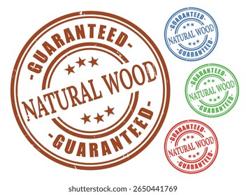 Natural Wood Guarantee Circular Stamps Wood Texture EcoFriendly Branding