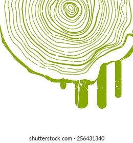Natural wood vector background. Hand drawing save tree creative frame. Ecology idea. 