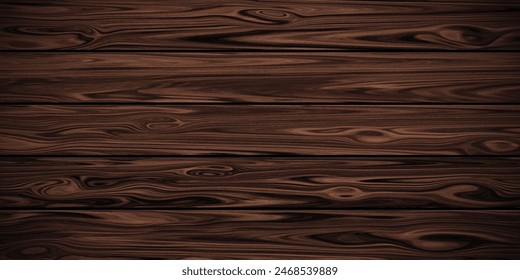 Natural wooden background, top view wooden plank panel, vector illustration