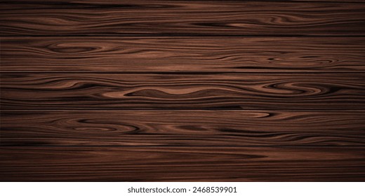 Natural wooden background, top view wooden plank panel, vector illustration