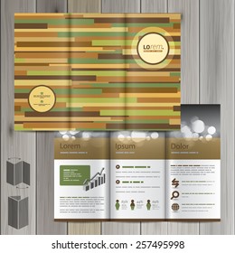 Natural wooden brochure template design with bamboo pattern. Cover layout