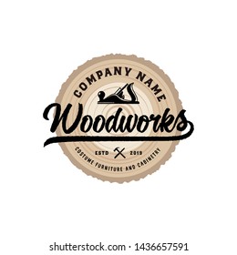 Natural woodworking carpentry logo design - vector