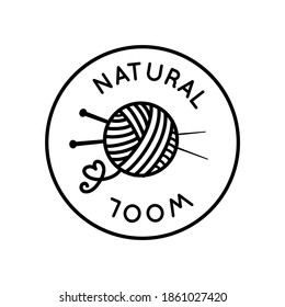 Natural wool round beautiful vector sign