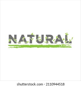 natural word sign. the letters are decorated with vines.
