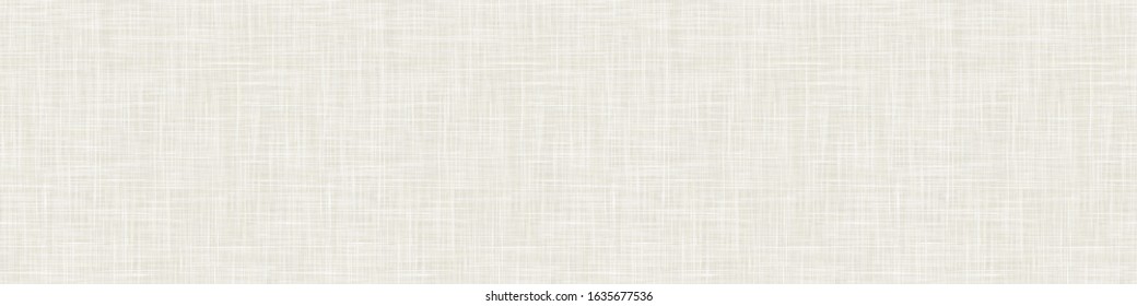 Natural woven french linen marl texture border background. Old ecru melange seamless pattern. Organic yarn close up weave fabric ribbon trim banner. Sack cloth packaging textile fabric canvas edge