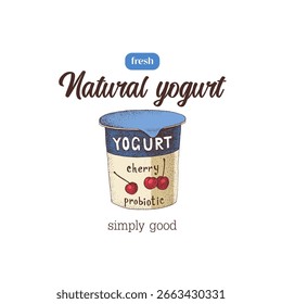 Natural yogurt logo design vector