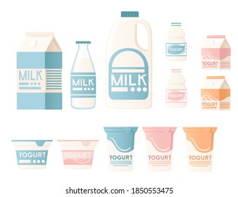 Natural yogurt vector realistic package mockup set. White blank plastic containers for dessert, yogurt, ice cream isolated on white background.