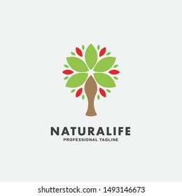 Naturalife tree logo template vector