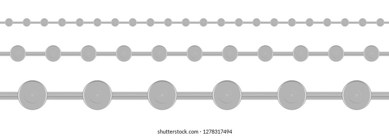 Naturalistic 3D Set of Chain of Silver and Steel Color. Vector Illustration. EPS10