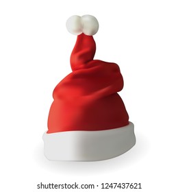 Naturalistic 3D version of Santa Claus hat. Vector Illustration. EPS10