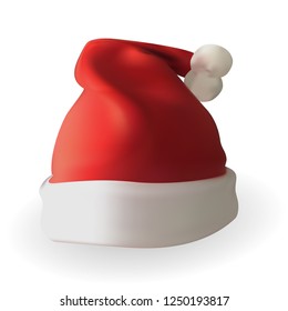 Naturalistic 3D version of Santa Claus hat. Vector Illustration. EPS10
