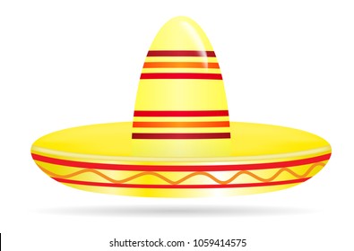 Naturalistic colorful sombrero on White Background. Vector Illustration. EPS10