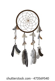 Naturalistic Dreamcatcher Isolated on White Background. EPS10 