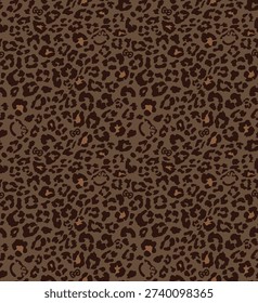 a naturalistic leopard print pattern with irregular black and reddish-brown spots scattered across a dark brown background, creating an exotic and dynamic fur-like texture.