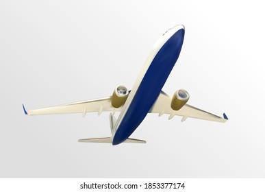 Naturalistic plane takes off. Bottom view. Isolated on white background. Vector Illustration. EPS10