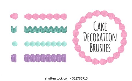 Naturally coloured realistic looking butter cream icing cake and dessert seamless decoration brushes. Drag the element to brush pannel to create a pattern brush.