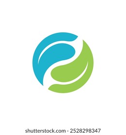 hojas naturalmente verdes Icon Vector Logo Plantilla.