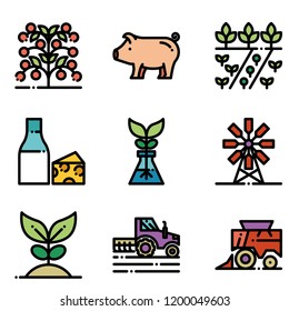 naturally,farm icon set vector