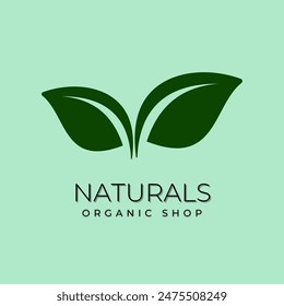Naturals organic shop vector logo design. Leaf logo design for organic industry.