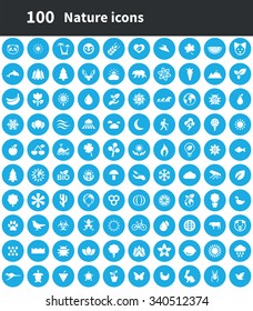 nature 100 icons universal set for web and mobile