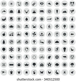 nature 100 icons universal set for web and mobile