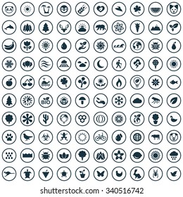 nature 100 icons universal set for web and mobile