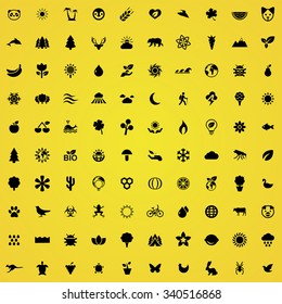 nature 100 icons universal set for web and mobile