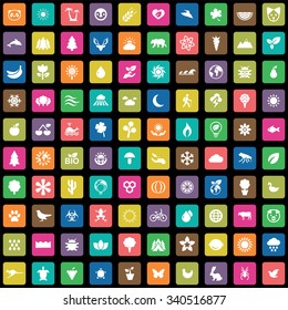 nature 100 icons universal set for web and mobile